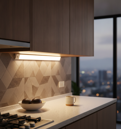 Barra LED bajo mueble de cocina