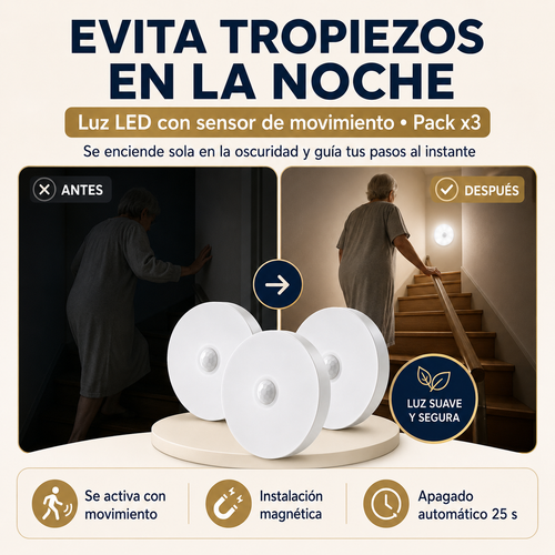 LUZ LED SENSOR DE MOVIMIENTO PACK 3