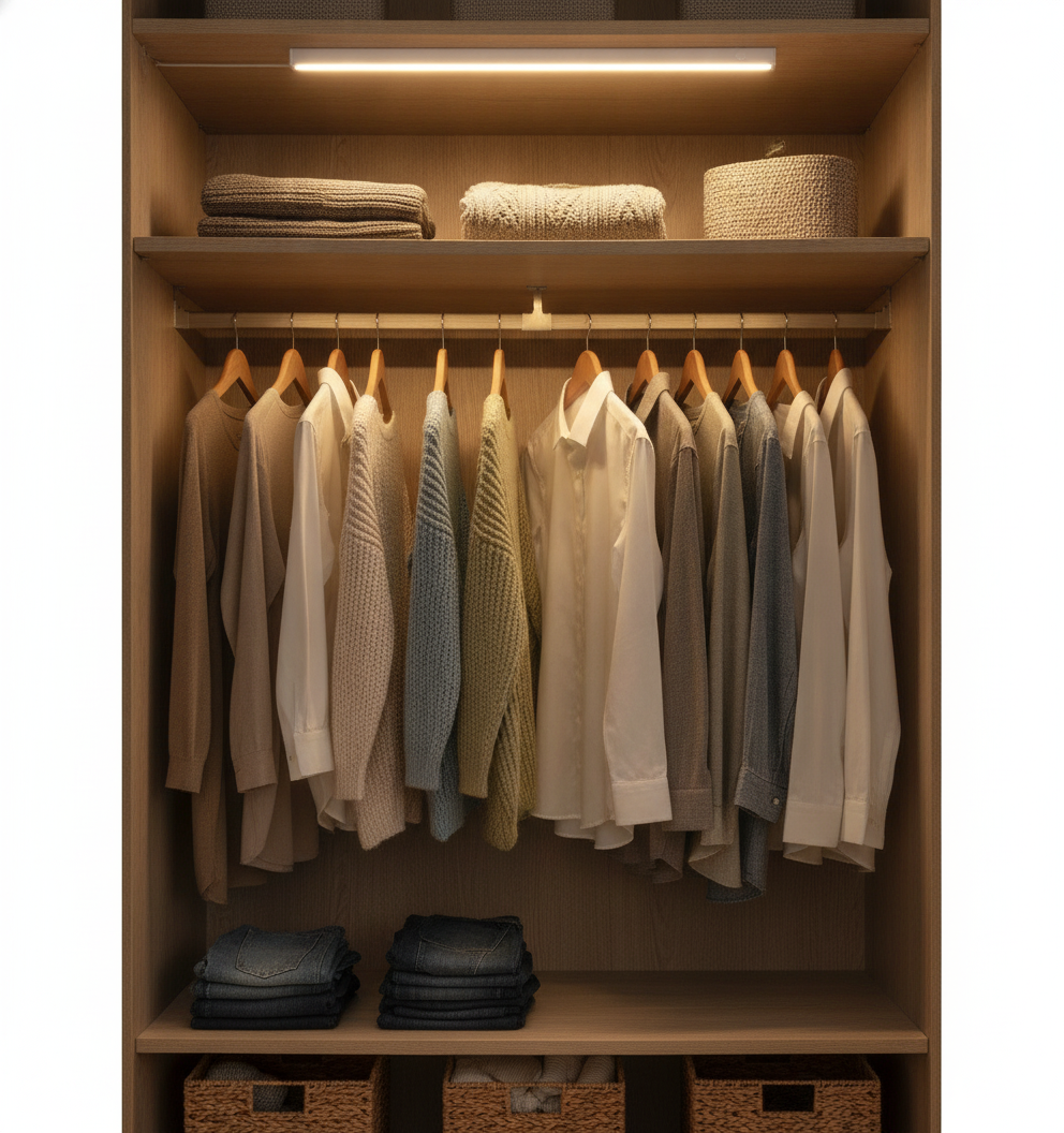 Barra LED en closet