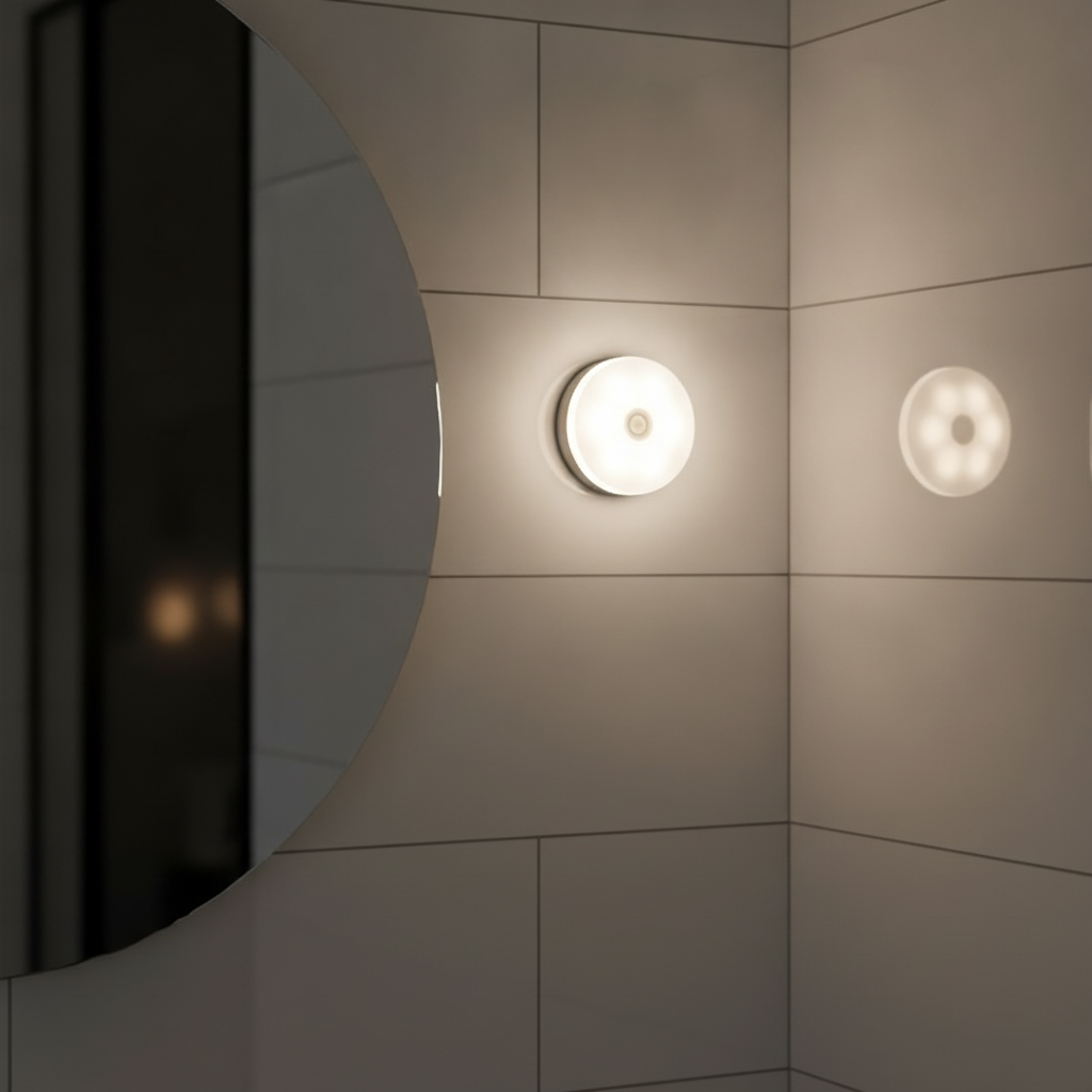 Luz LED redonda en bano